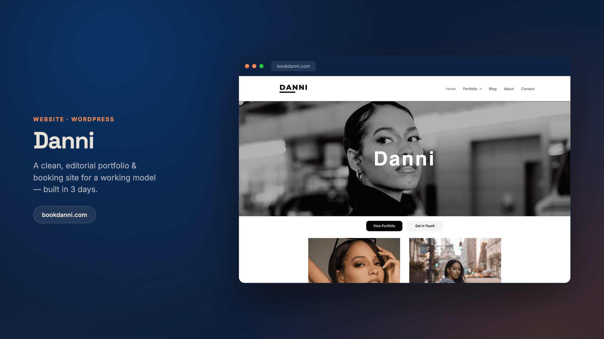 Danni — a model portfolio & booking site