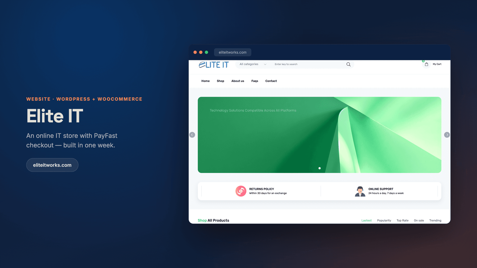 Elite IT — a WooCommerce IT store with PayFast