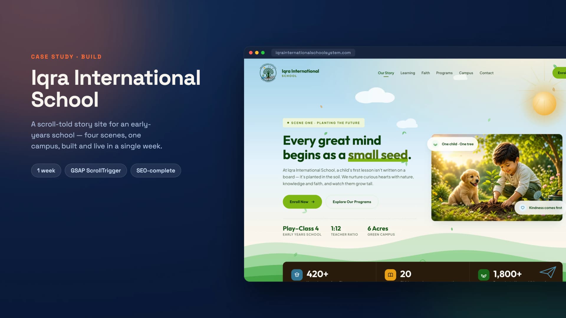 Iqra International School — a scroll-told story site for an early-years school