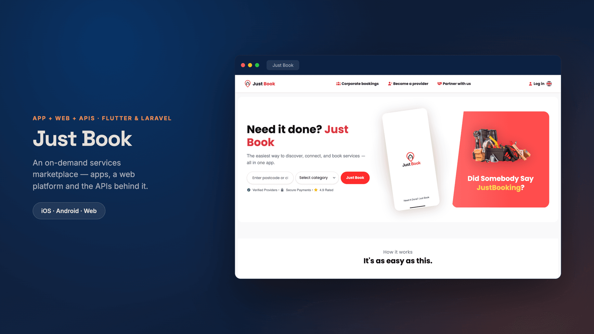 Just Book — an on-demand services platform (apps, web & APIs)