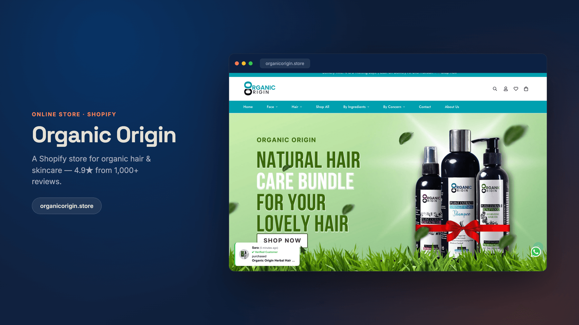 Organic Origin — a Shopify store for organic hair & skincare