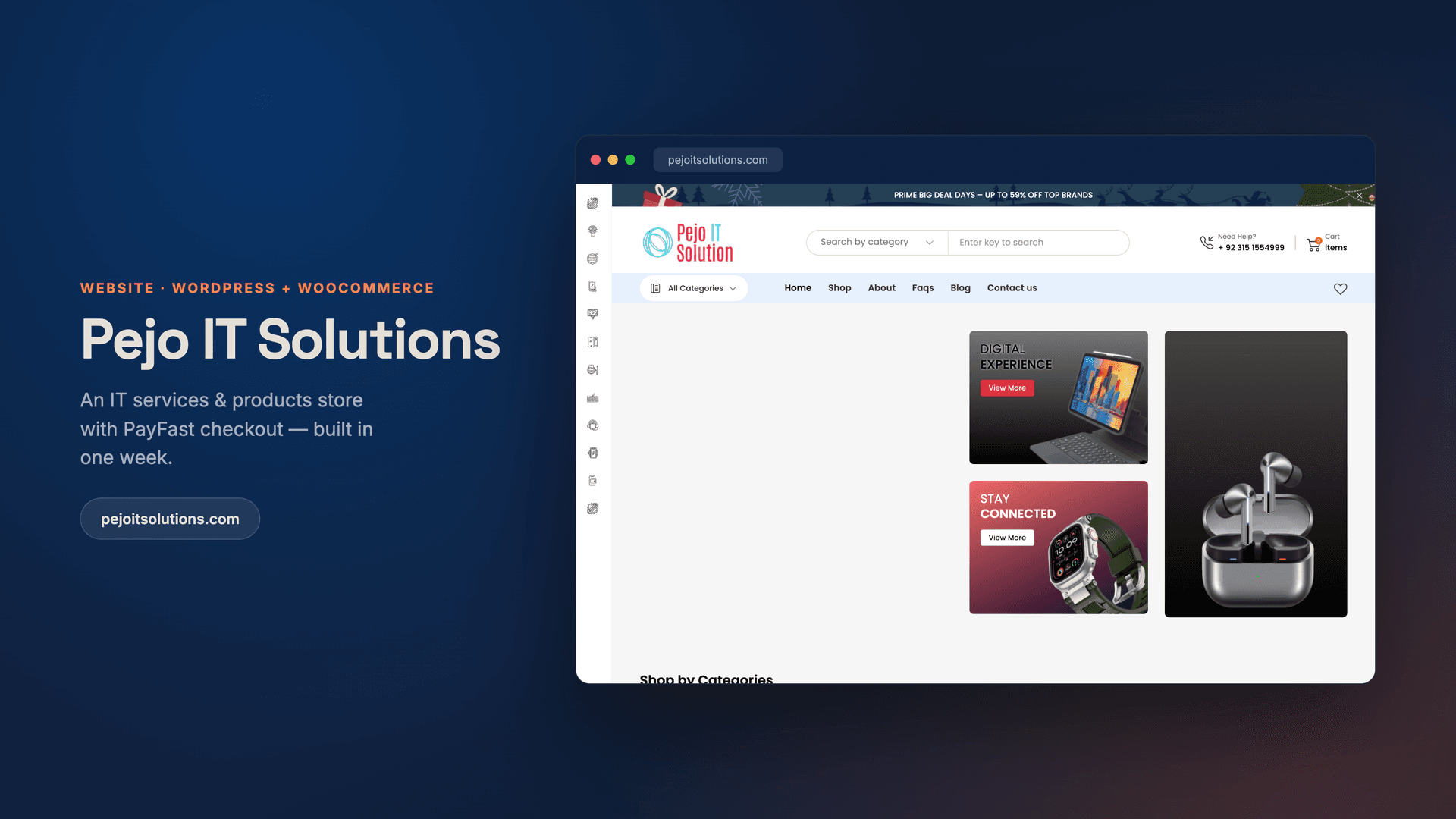 Pejo IT Solutions — a WooCommerce store with PayFast