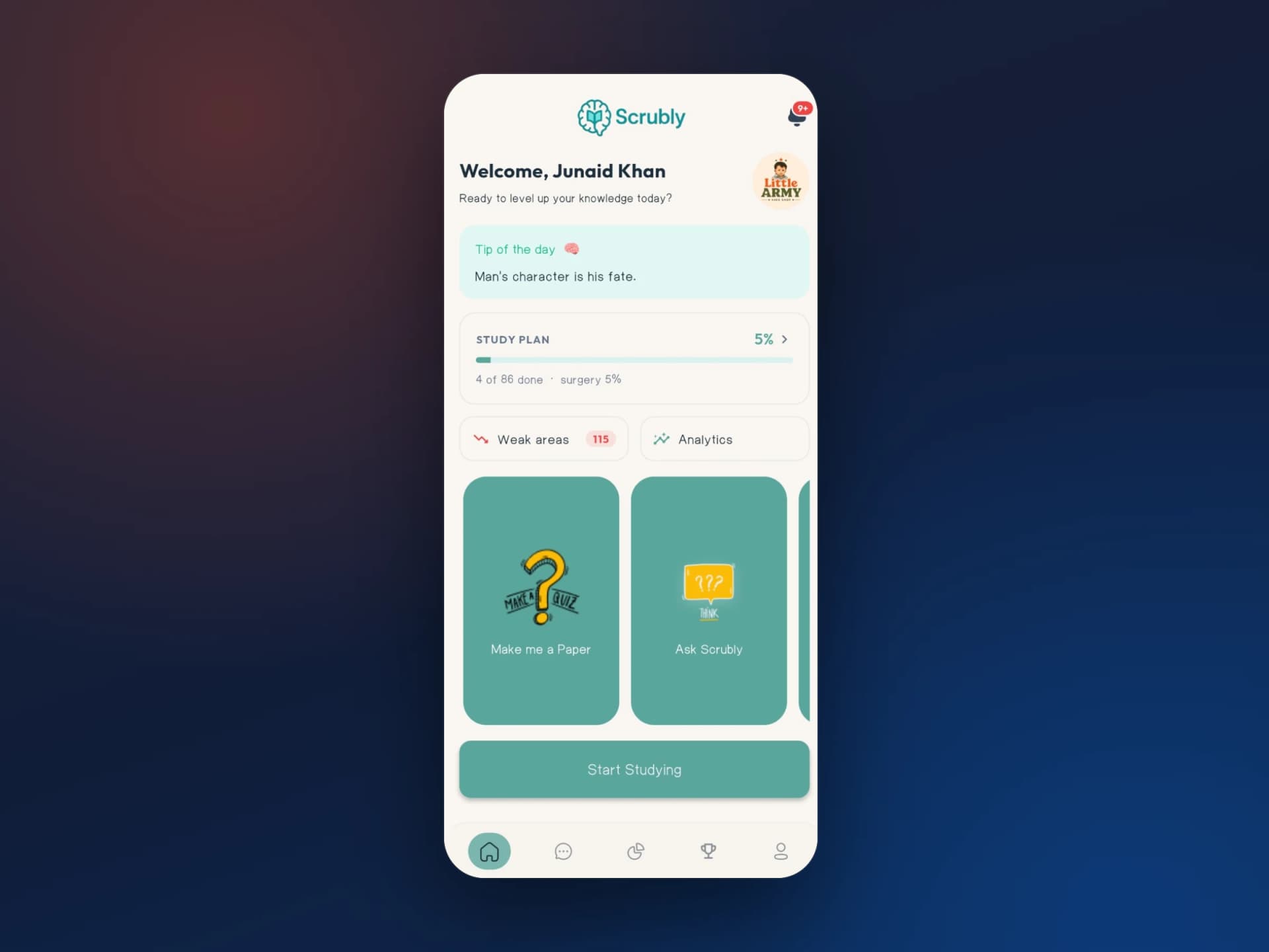Scrubly — an AI exam-prep app for doctors on iOS & Android