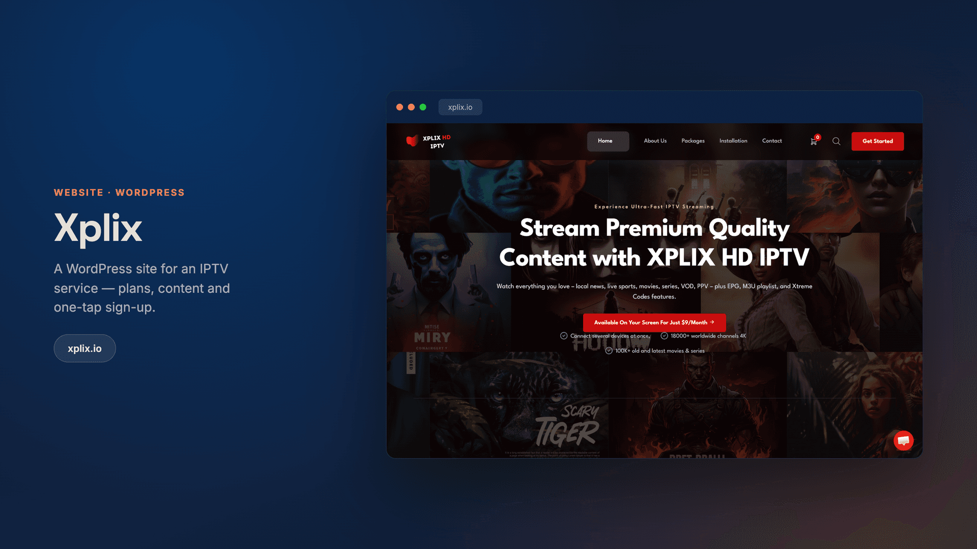 Xplix — a WordPress site for an IPTV service