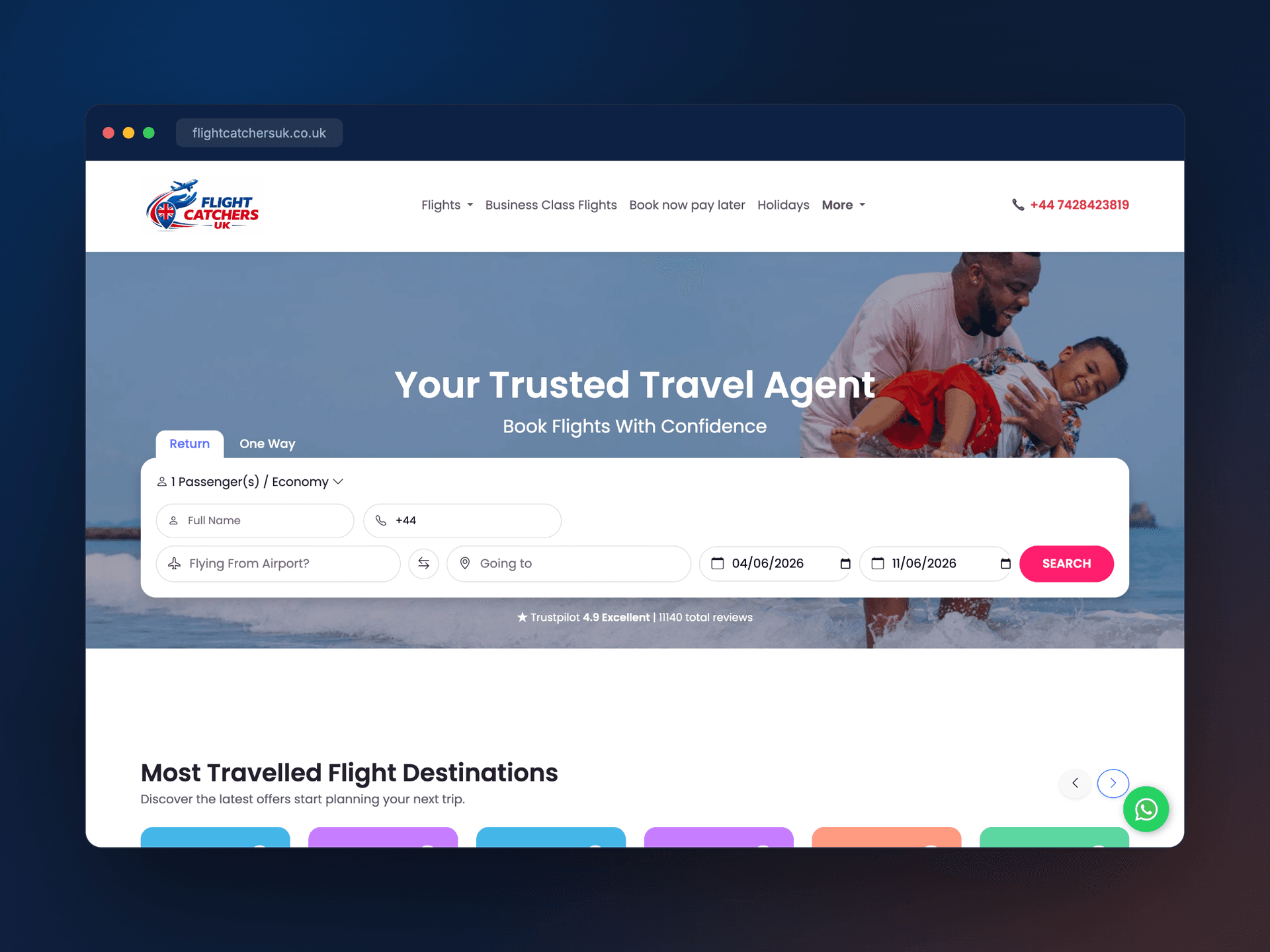 Flight Catchers UK — a custom Laravel flight-booking site & CRM
