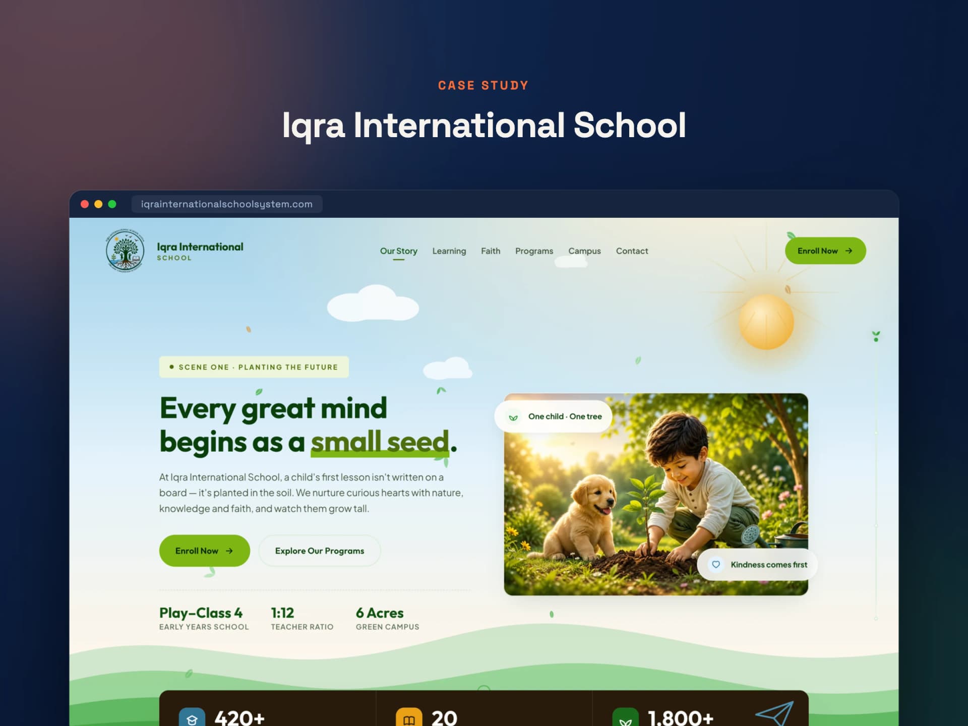 Iqra International School — a scroll-told story site for an early-years school