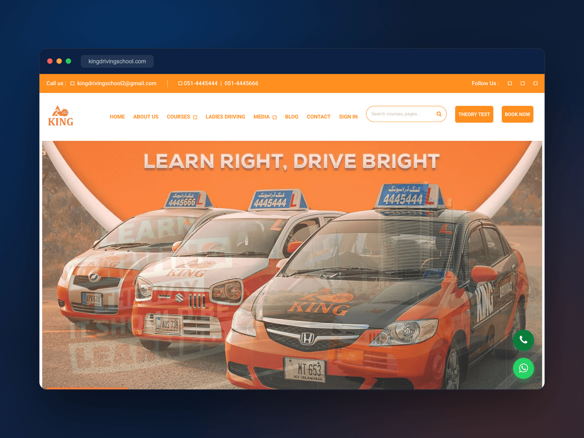 King Driving School — a custom Laravel website & CRM