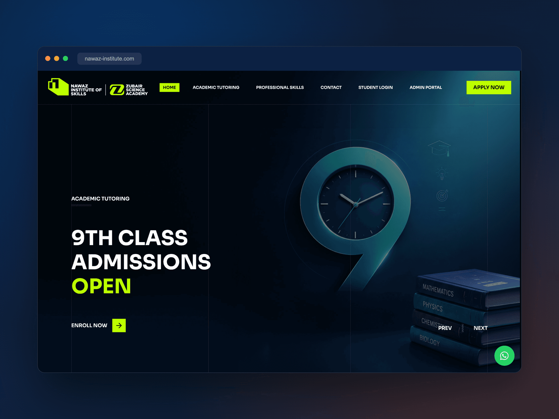 Nawaz Institute — a WordPress site for an academy that converts enquiries