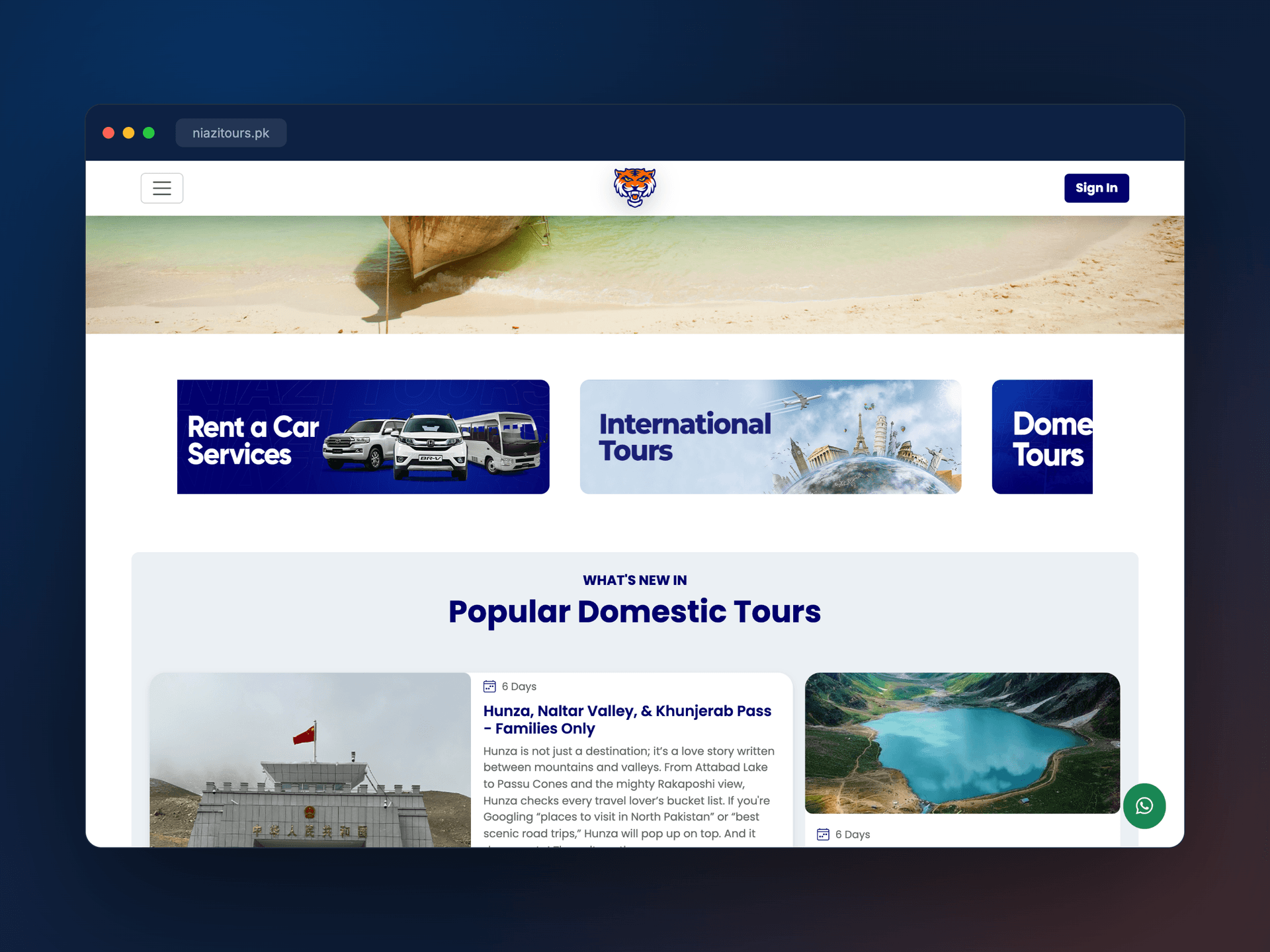 Niazi Tours International — a custom tours platform with a CMS