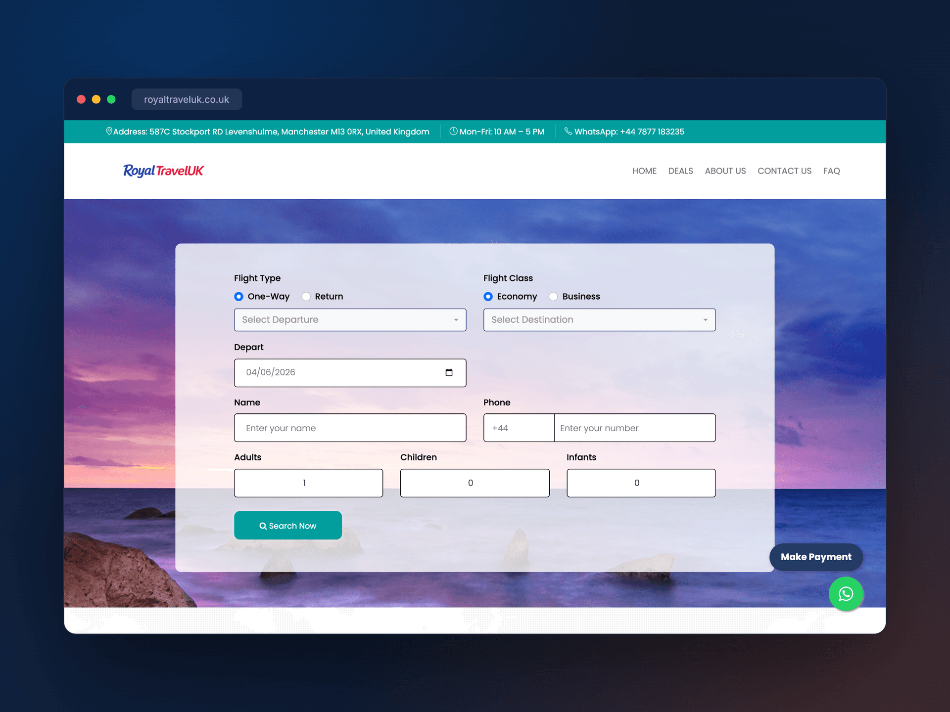 Royal Travel UK — a custom Laravel flight-booking site & CRM