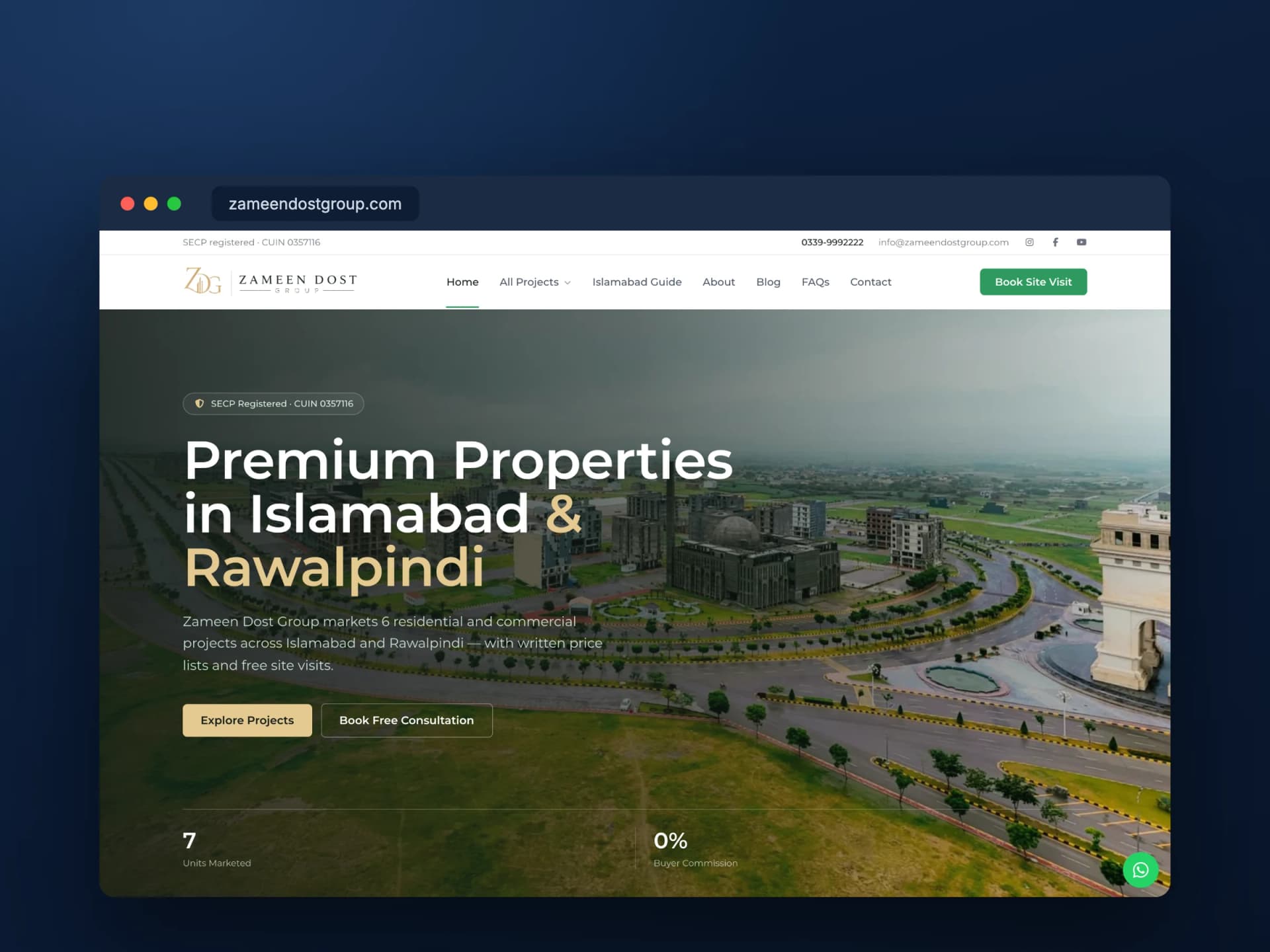 Zameen Dost Group — a property marketing site built for ad traffic