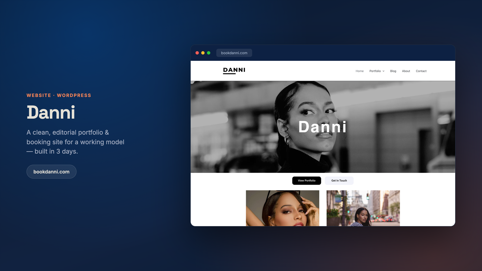 Danni — a model portfolio & booking site