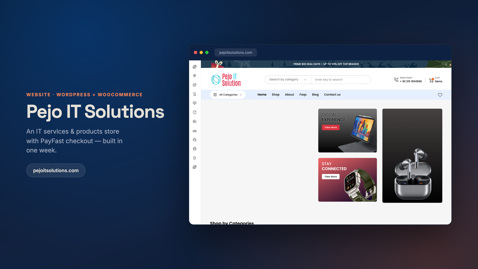 Pejo IT Solutions — a WooCommerce store with PayFast