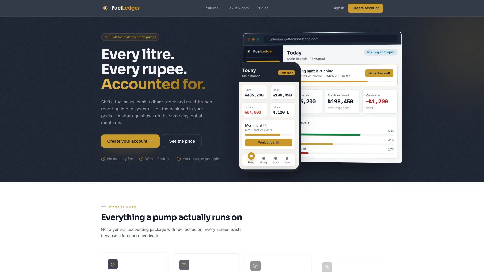 FuelLedger — the product in use