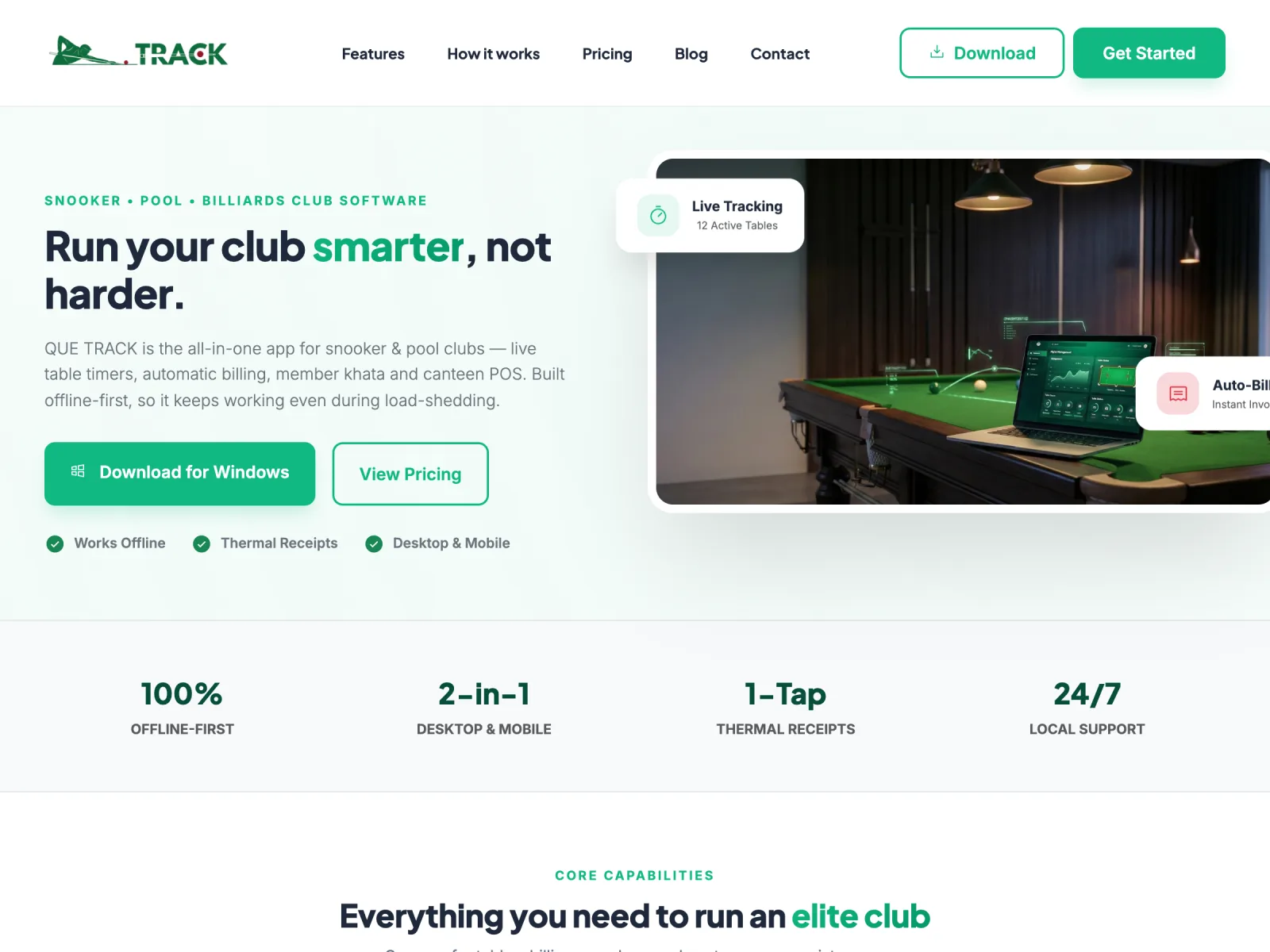 QUE TRACK — Run your club smarter, not harder.
